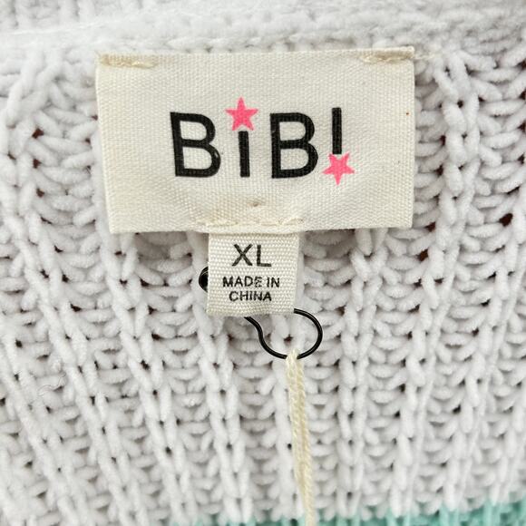 Oversized Distressed Chunky Knit Sweater Women’s XL Striped Green White NWT - Picture 9 of 9